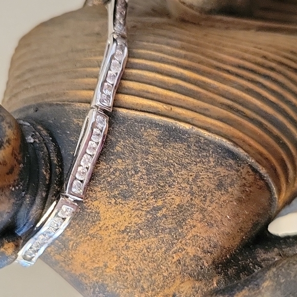 Simple Silver & Rhinestone Mod Bracelet - Picture 3 of 7